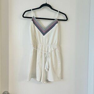 Francesca's Blue Rain White Aztec Print Romper Size XS LIKE NEW